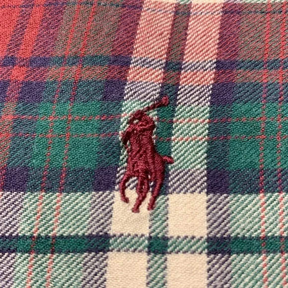 Ralph Lauren Blake 100% Cotton Red Green Plaid Shirt Button Down  - Large - Picture 4 of 6